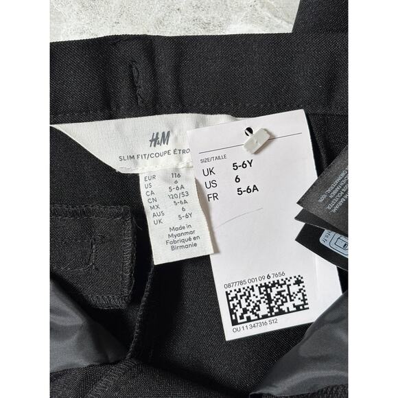 NWT H&M Dress Pants Slacks Black Boys 6 Adjustable Waist Slim Fit NEW - Picture 5 of 6